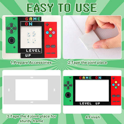 32 x 16 Foam Board Video Game Photo Props Gaming Party Decoration Handheld Gamed Theme Photo Booth Frame Video Gaming on Party Selfie Photography Prop for Birthday Game Fans Video Gamer Supplies