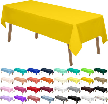 PARTY ULYJA White Plastic Tablecloths 2 Pack Disposable Table Covers 54 x 108 Inch Bridal Shower PEVA Vinyl Table Cloths for Picnic Birthday Wedding Banquet Parties 8 ft Rectangle Table Use