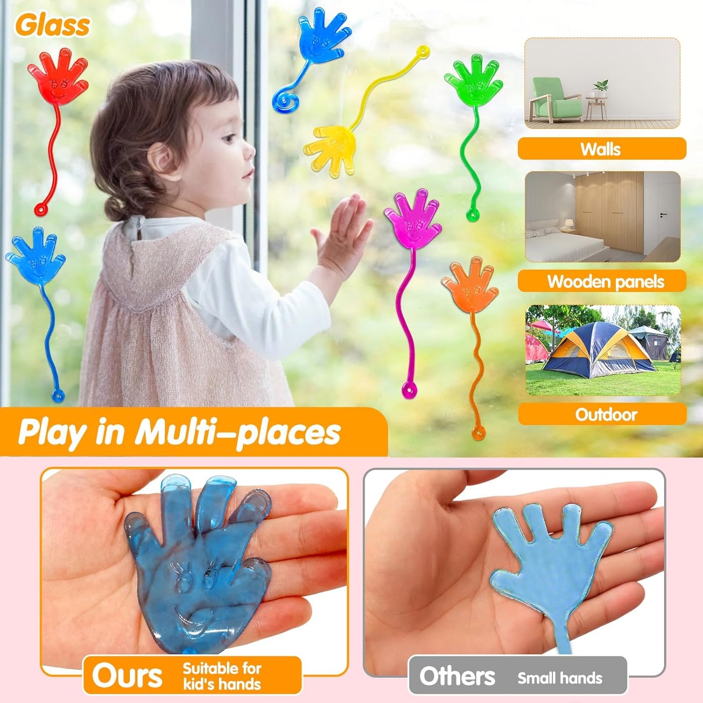 Armaytoy 20Pack Glow in Dark Glitter Sticky Hands Party Favors for Kids Pinata Goodie Bag Stuffers Classroom Prizes Birthday Stretchy Treat Trinkets Treasure Box Bulk Toys