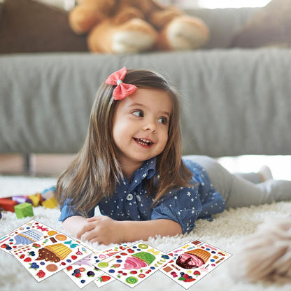 24 Sheets Cupcake Make a Face Sticker Sheets for Kids Todders Activities, Make Your Own Stickers for Kids Birthday Party Favor Supplies Craft