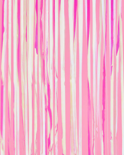 xo, Fetti Decorations Iridescent Fringe Foil Curtain - Set of 2 | Bachelorette Party Bridal Shower Backdrop, Wedding, Birthday Photo Booth