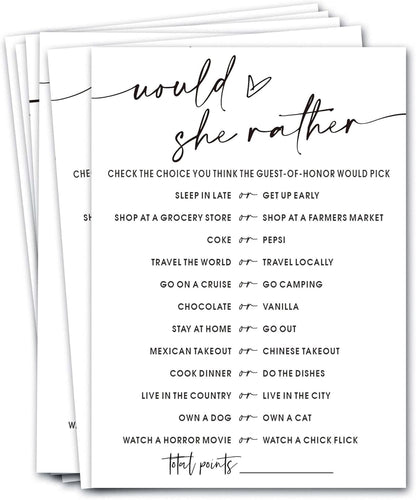 Bridal Shower Bingo, What Will The Bride to Be Receive, 25Pcs Bridal Bingo Game Cards, Engagement Party Games for Guests, Minimalist White Wedding Party Supplies - A18