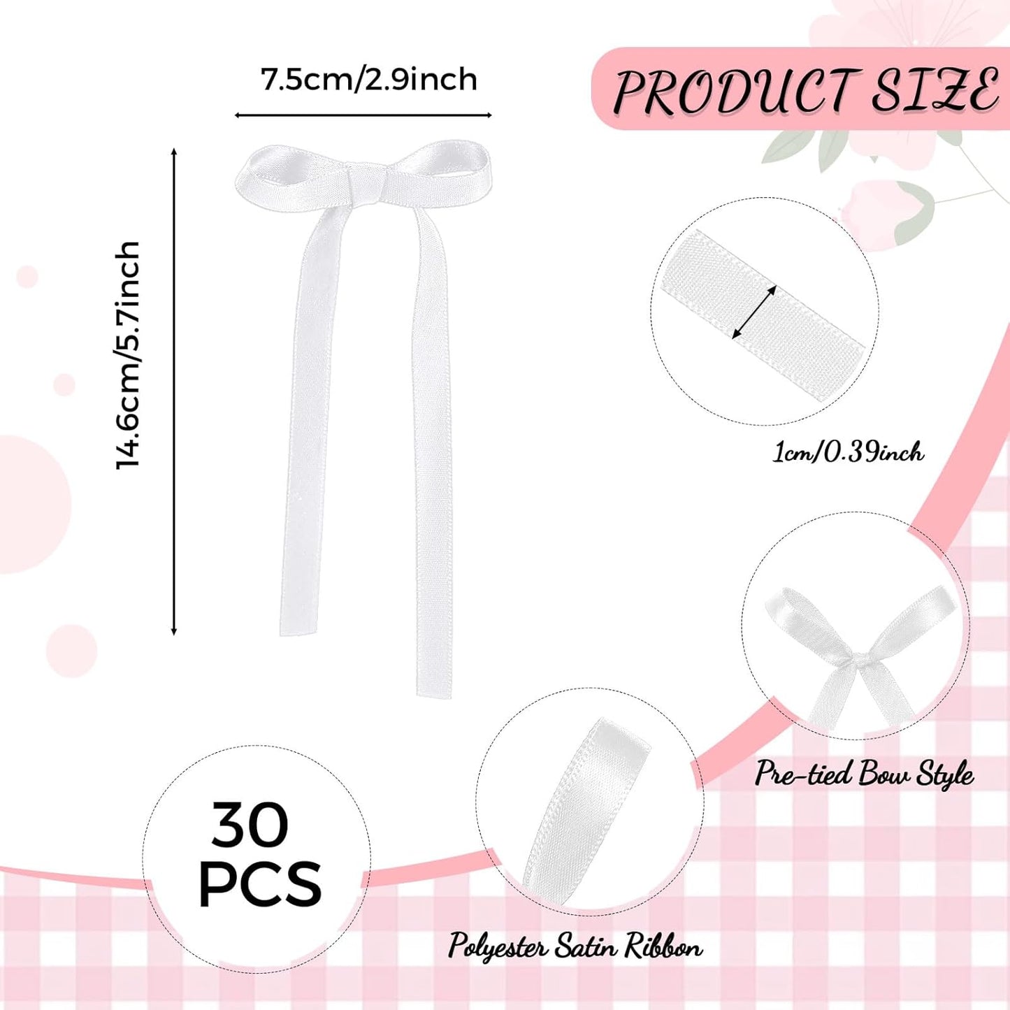 30 Pack Bow Cake Toppers Pink Ribbons Bows for Cake Coquette Themed Bow Cupcake Toppers Pink Bow Birthday Decorations for Baby Shower, Birthday, Wedding, Bachelorette, Mothers Day Decorations