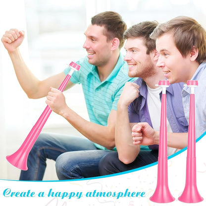 6 Pcs Stadium Horn for Adult, 21 Inch Vuvuzela Plastic Collapsible Cheering Trumpets for Sporting Events Football Carnival Party, Red