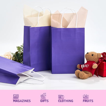 32 Pack Paper Gift Bags with Handles, 5.8"×3.2"×8.25" Party Favor Bags, Gift Bags, Small Gift Bags with Handles, Party Bags, Small Goodie Bags Bulk for Birthday, Crafts, Wedding, Party Supplies (8 Colors)
