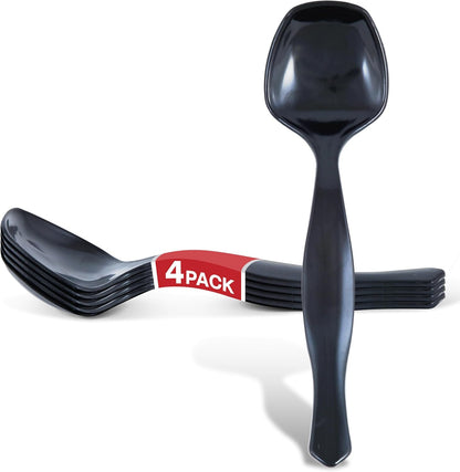 24 Count Disposable Black Plastic Serving Spoons for Catering, Weddings, Holidays and More - Large Plastic Buffet Spoons for Parties, Stock Your Home