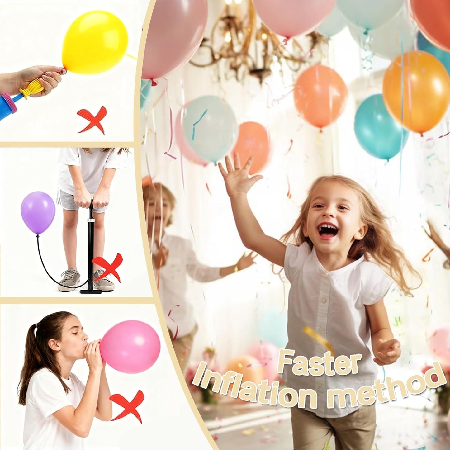 4-in-1 Electric Balloon Pump for All Balloons, Inflatables, and Sports Balls, Portable High Power Triple Inflating Ports for Latex Foil 260q Mylar Balloon