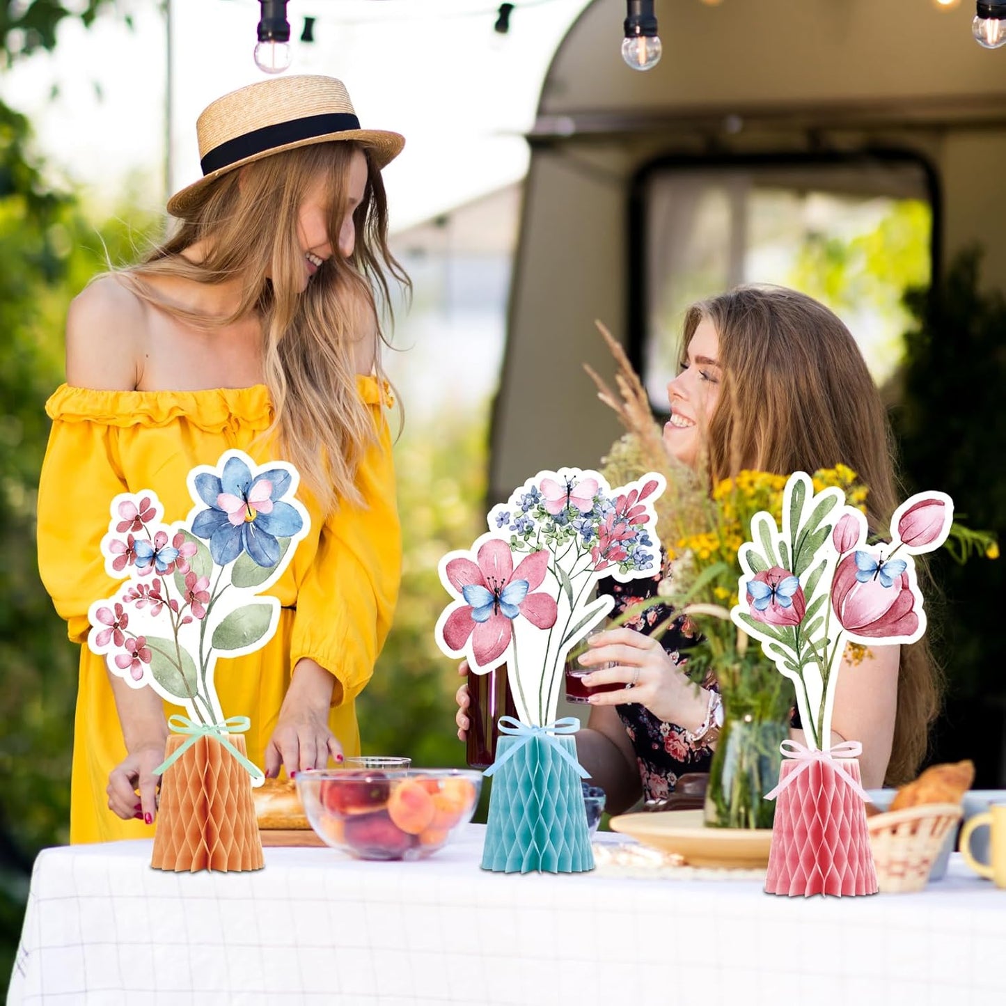 9 PCS Wildflowers Honeycomb Centerpieces Wildflower Party Supplies Spring Summer Wildflower Theme Table Centerpieces for Wedding Little Wildflower Baby Shower Decorations (Wildflower)
