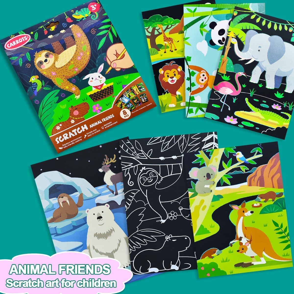 BAOXUE Scratch Art for Kids, Mermaids Black Rainbow Scratch Paper Set-Arts And Crafts & Supplies, DIY Activity & Party Games, Mermaid Toys Gifts for Toddlers, Girls