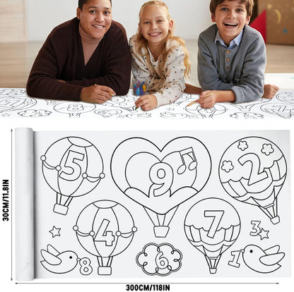 2PCS Children's Drawing Roll, Coloring Paper Roll for Kids Gift, 120 * 11.8 Inches DIY Painting Drawing Paper Roll, Sticky Drawing Paper Roll, Early Educational Toys for Kids (Animal World)