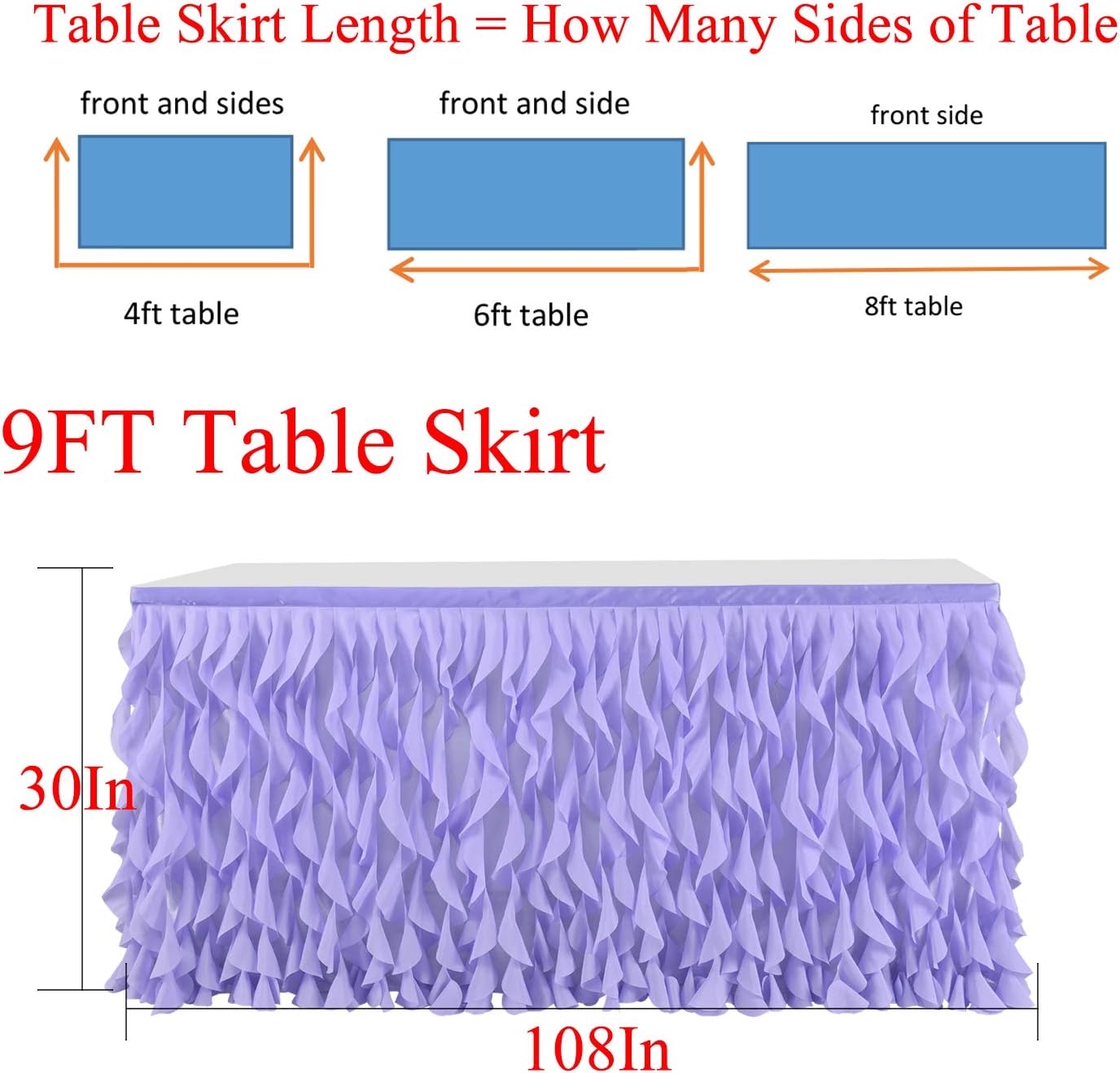 leegleri 6FT Tulle Ruffle Curly Willow Table Skirt for Rectangle or Round Tables, Under The Sea Ocean Blue Baby Shark Themed Tutu Table Skirt for Baby Shower, Birthday Party