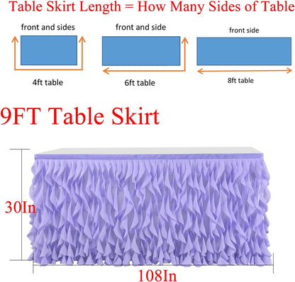 leegleri 6FT Tulle Ruffle Curly Willow Table Skirt for Rectangle or Round Tables, Under The Sea Ocean Blue Baby Shark Themed Tutu Table Skirt for Baby Shower, Birthday Party