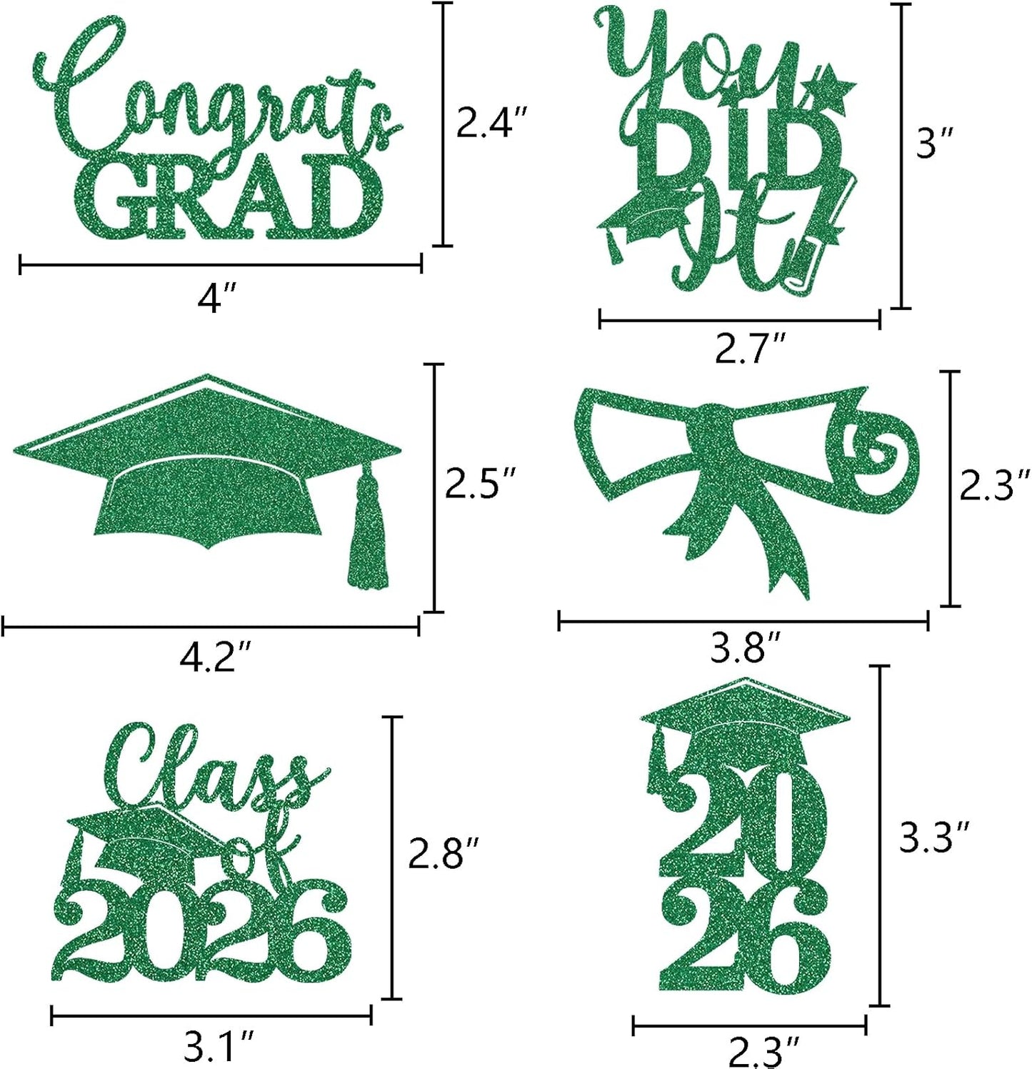 Graduation Centerpiece Sticks 24PCS Glitter Grad Picks Party Table Decor Senior High School College Sign Gold