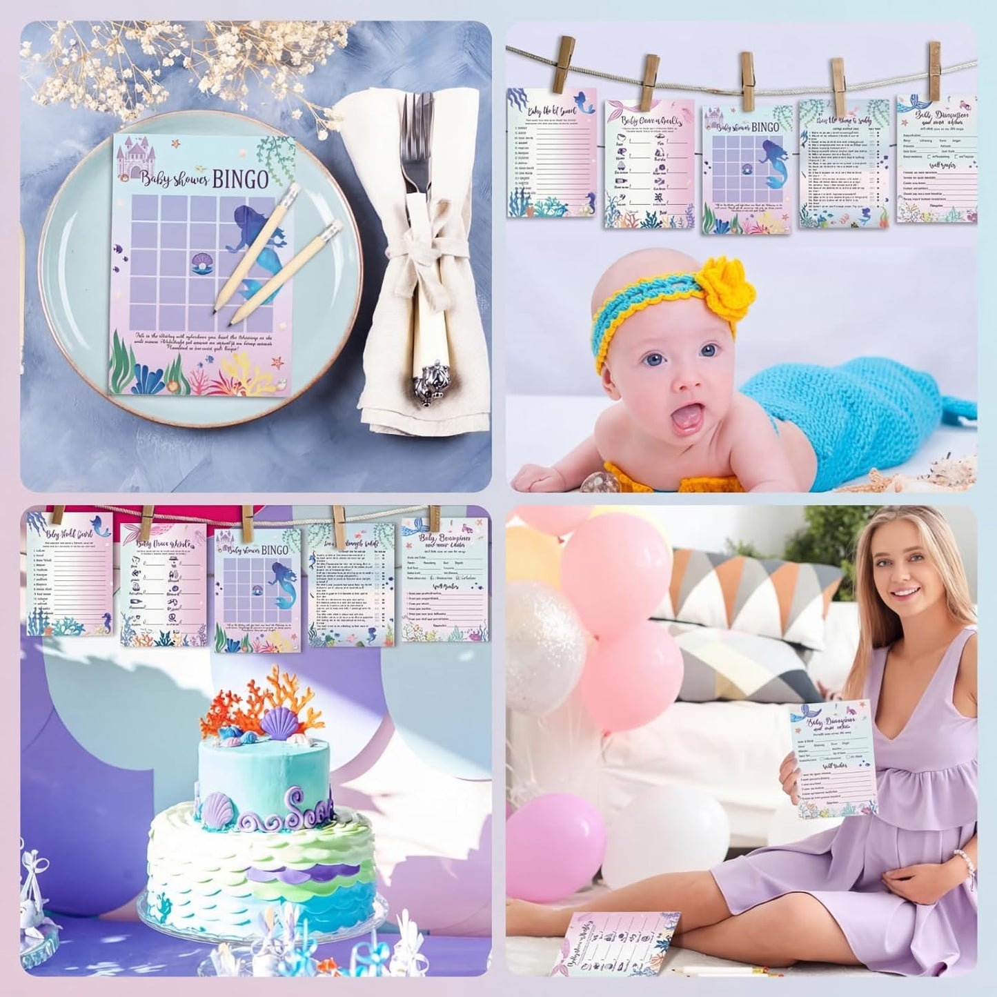 Yinder 145 Pcs Baby Shower Games Activities Cards with 20 Pencils Includes Baby Bingo Description and Wishes Guess Who Price is Right Word Scramble Game(Here Comes the Son)