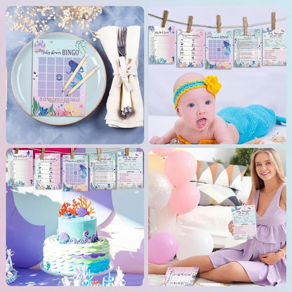 Yinder 145 Pcs Baby Shower Games Activities Cards with 20 Pencils Includes Baby Bingo Description and Wishes Guess Who Price is Right Word Scramble Game(Here Comes the Son)