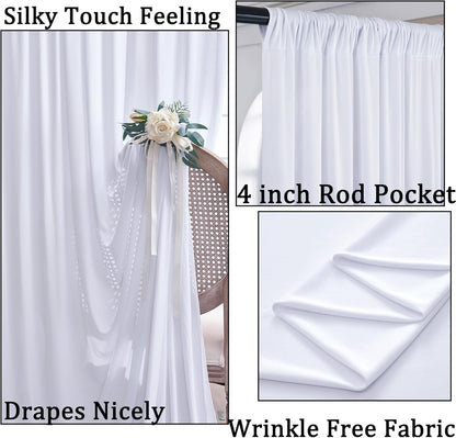 10ftx10ft Black Backdrop Curtains for Weddings Parties, Wrinkle Free 2 Panels Silky Polyester Photo Backdrop Drapes Back Drop Cloth Drapery for Birthday Mother'sDay Photography Background