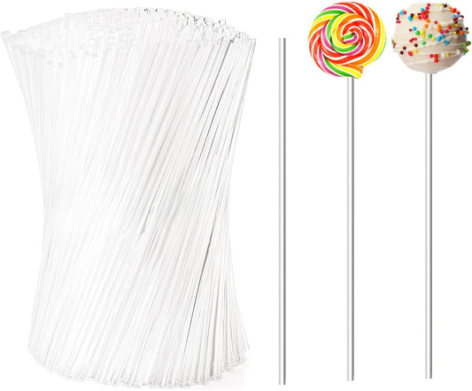 Frcctre 500 Pack Acrylic Lollipop Sticks, 6 Inch Clear Cake Pops Sticks Reusable Candy Sticks Treat Sticks for Cake Pops Cupcake Toppers Candy Dessert Chocolate Cookies