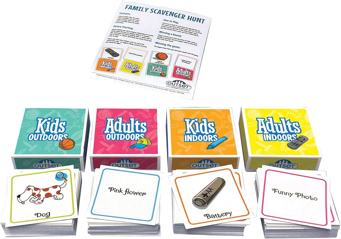 Family Scavenger Hunt in A Box - Updated Version, Outset Media, Indoor & Outdoor Game for Children & Families, Search for Objects On Your Cards, 2+ Players, Kids & Adults Ages 6+