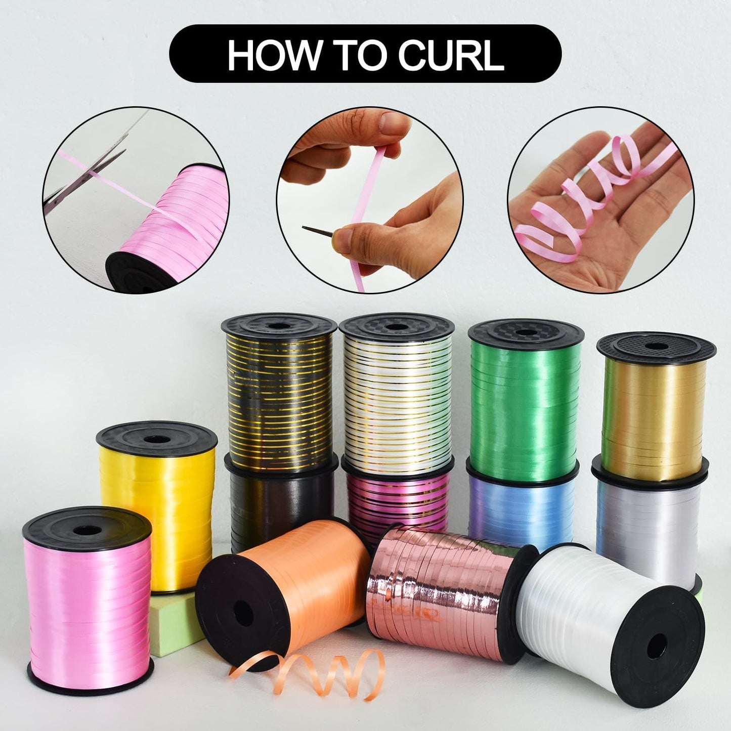 TONIFUL 500 Yards Curling Ribbon-Balloon Ribbon-Balloon String for Art&Craft Decor,Gift Wrapping,Ribbons and Bows for Christmas New Year Birthday Gifts (Silver)