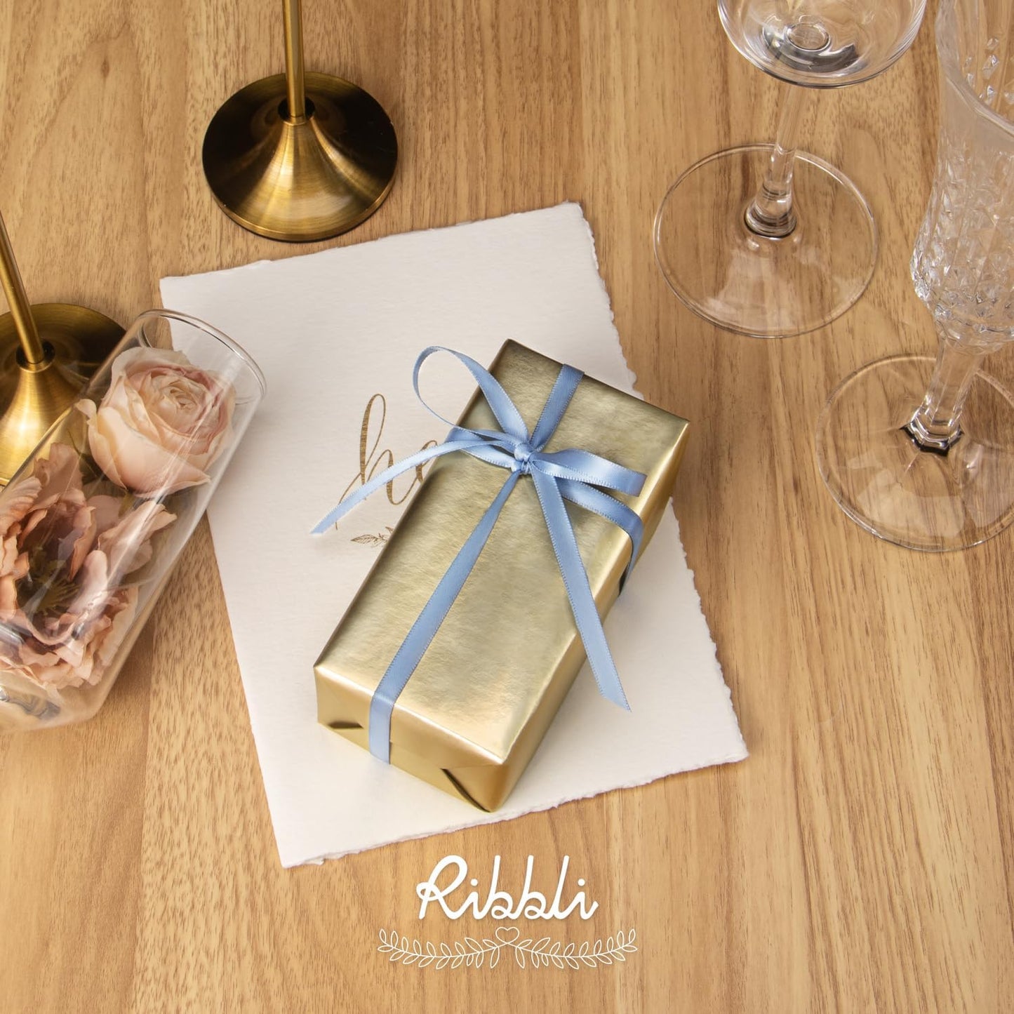 Ribbli Double Faced White Satin Ribbon,3/8” x Continuous 25 Yards,Fabric Ribbon use for Bows Bouquet,Gift Wrapping,Floral Arrangement