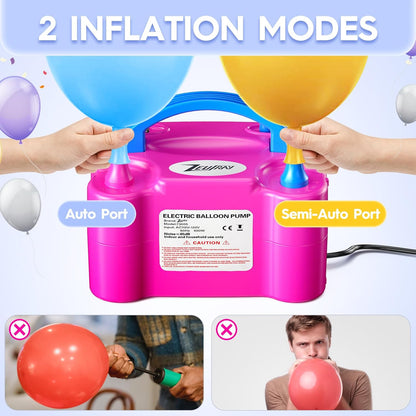 Balloon Pump Electric, Portable Balloon Inflator, Dual Nozzle 110v 600w With 113 Accessories Including Electric Air Pump, Birthday Decorations, Party Decorations, Suitable Gender Reveal, Baby Shower