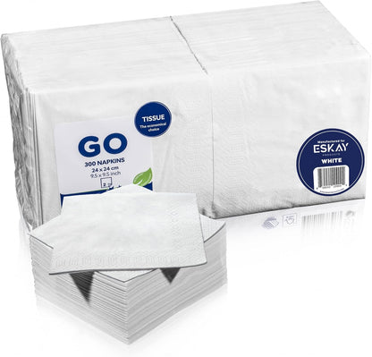 Black Beverage Napkins (300 Count) 2-Ply Disposable Cocktail Napkins for Bar, Weddings, Parties, Events, Premium Quality and EU Made