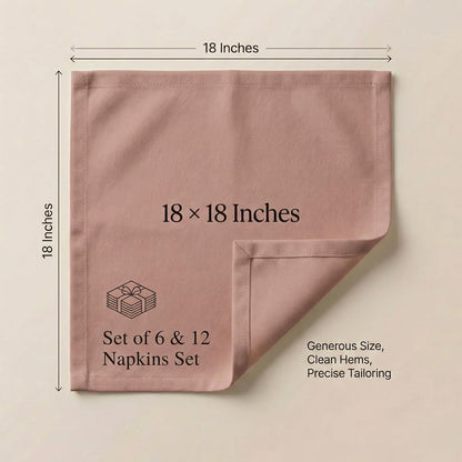 ACCENTHOME Natural Cotton Linen Napkin Set of 12 18x18 inch Dinner Napkins - Washable Soft Premium Hotel Quality Reusable Hemmed Edges Napkins Perfect Table Linens for Family Dinners, Weddings