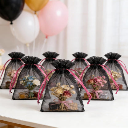 Wudygirl 100pcs 5X7 Inches White Organza Bags Christmas Drawstring Pouches Party Wedding Favor Bags Goodie bags(White 5x7)