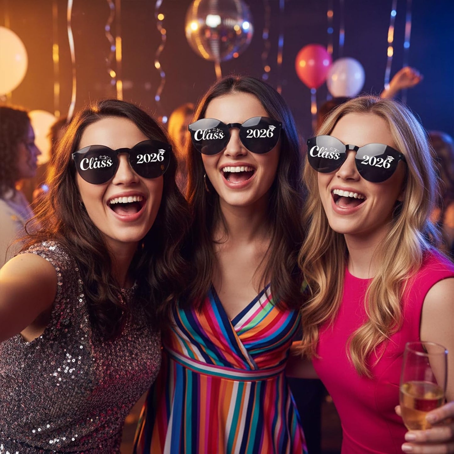 Vegove 12PC Class of 2026 Graduation Sunglasses - Prom Costume Eyewear Party Photobooth Props for Grand Celebration Supplies