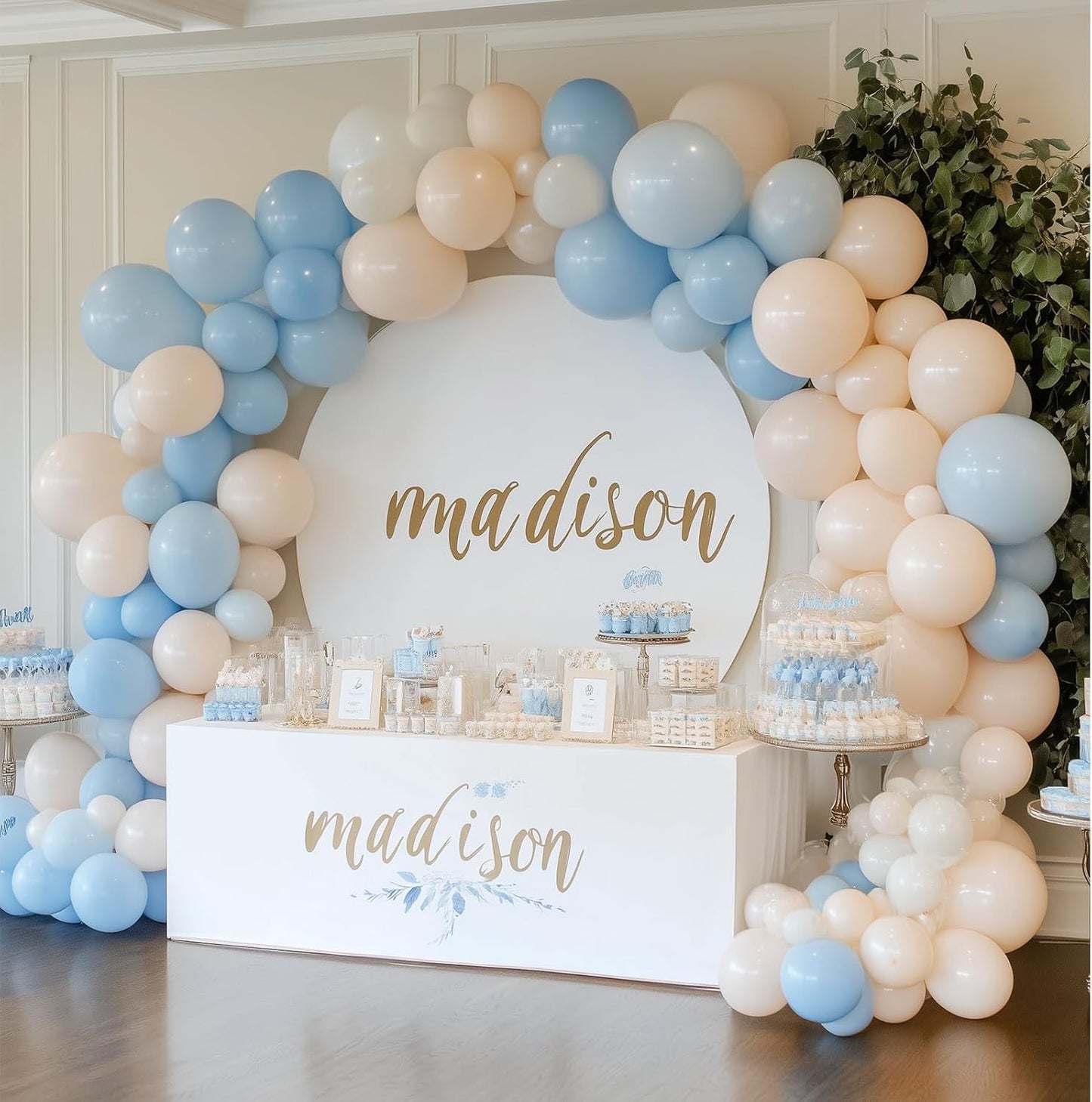 RUBFAC 87pcs Metallic Blue Silver Balloon Garland Arch Kit, 18 12 10 5 Inch Blue Silver Confetti Latex Party Balloons for Birthday Graduation Baby Shower Decoration