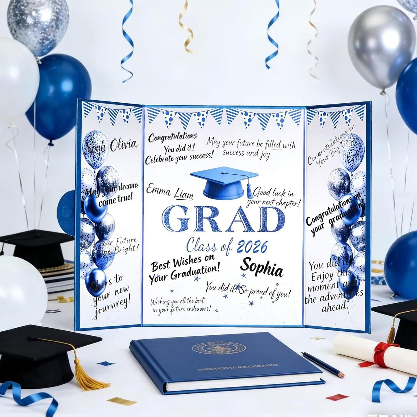 Green Graduation Party Decorations Class of 2026 - Extra Large 22" x 14" Graduation Guest Book to Sign Signature Board for Graduation Gifts Congrats Grad Party Favors Supplies Decor Keepsake
