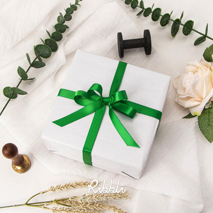 Ribbli Double Faced White Satin Ribbon,3/8” x Continuous 25 Yards,Fabric Ribbon use for Bows Bouquet,Gift Wrapping,Floral Arrangement