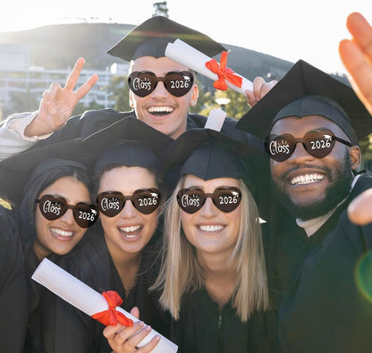 Xuhal 2026 Graduation Glasses Heart Shaped Plastic Eyeglasses Graduation Party Favor Photo Props