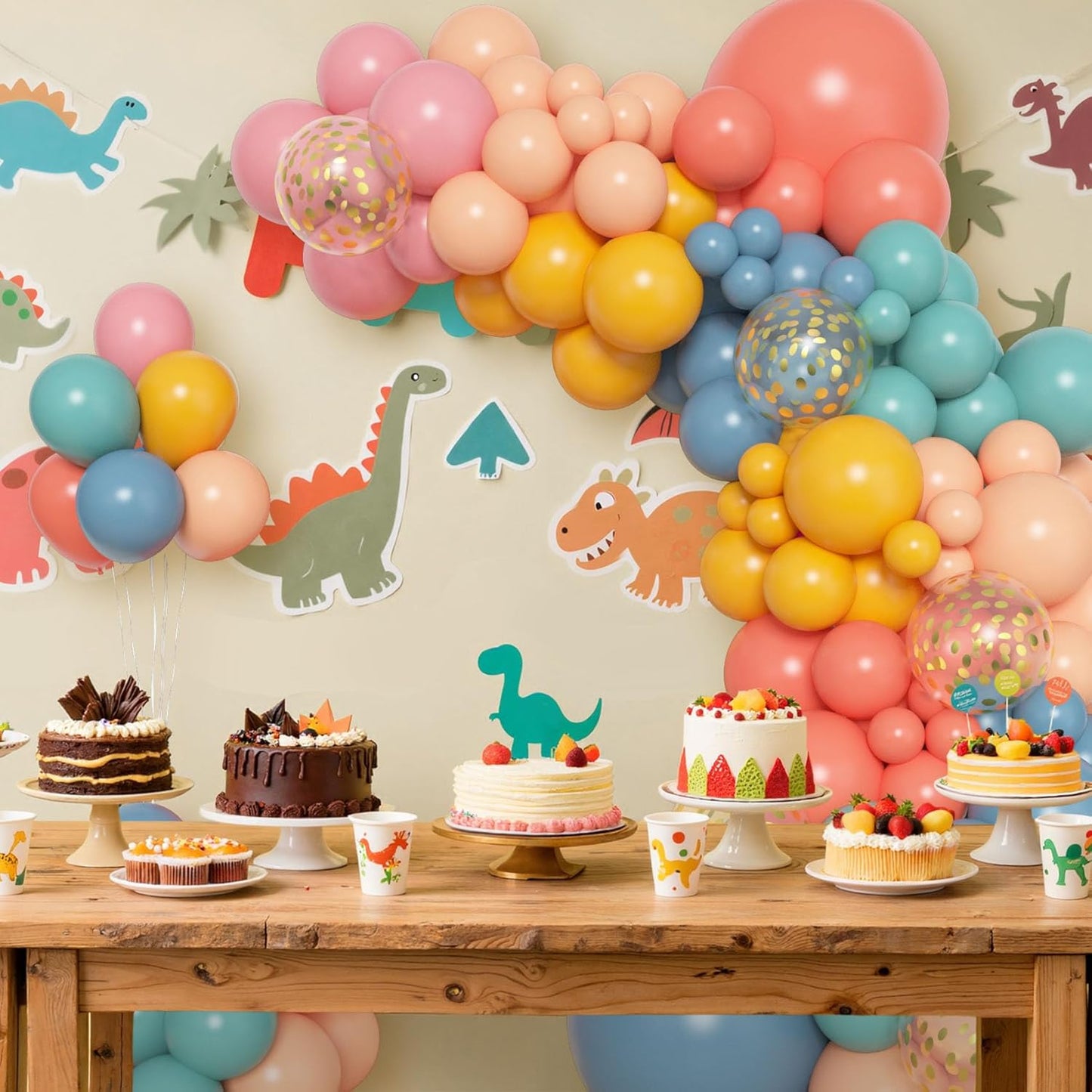 Amandir 153pcs Purple Blue Pink Balloon Garland Arch Kit, Different Sizes 18 12 10 5 inch Teal Yellow Latex Metallic Confetti Balloons for Magic Birthday Engagement Party Decoration