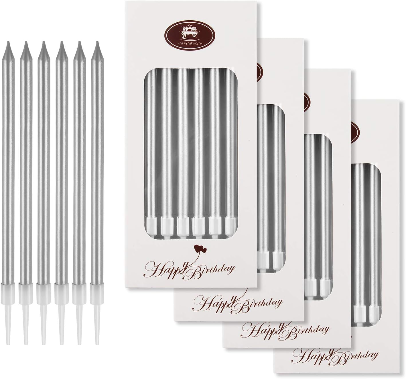 BEAN LIEVE 24-Count Birthday Candles - Long Thin Cake Candles Slow Burning Candles for Birthday, Wedding, Lucky Party Decoration (Champagne Gold)