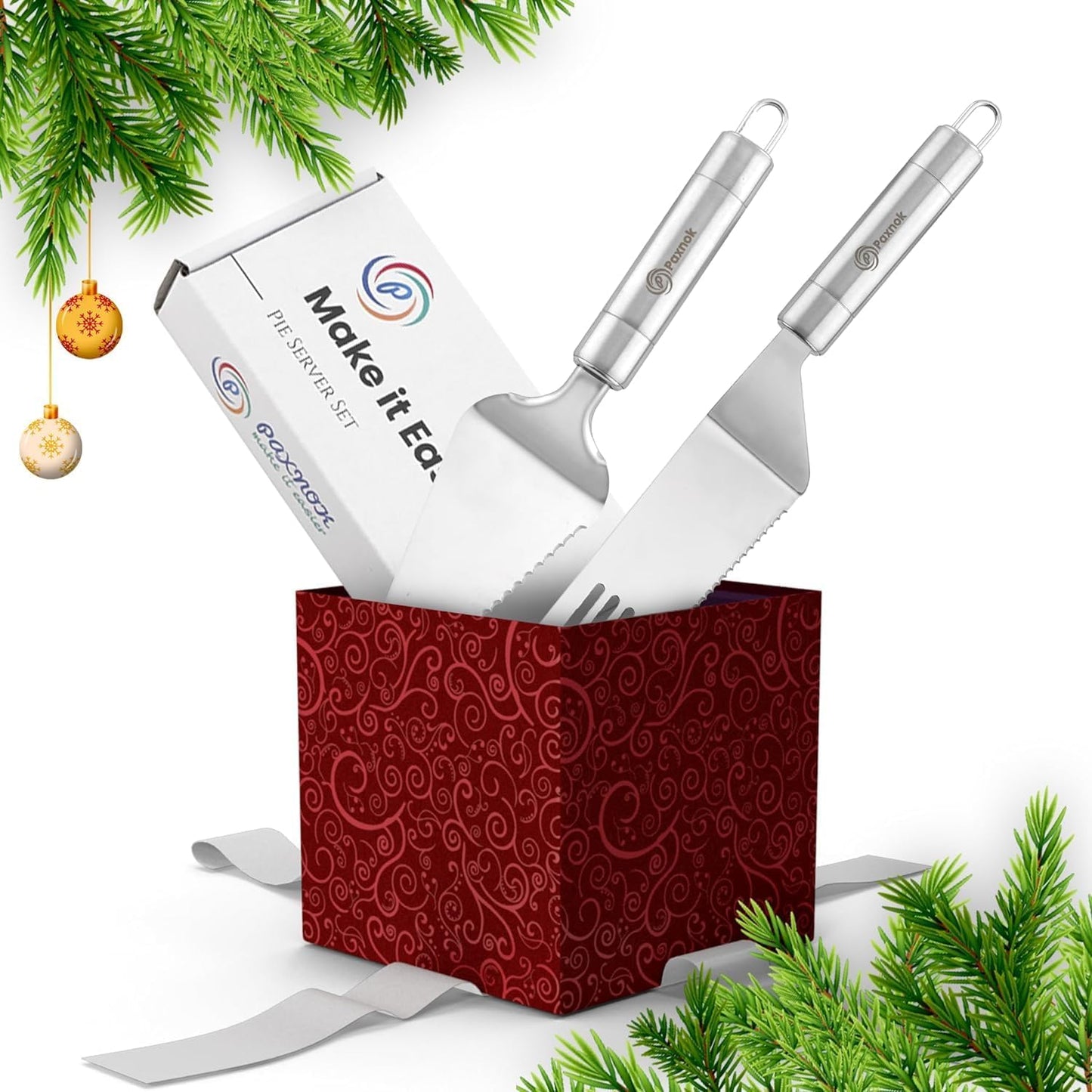 Pie Server Spatula and Cake Cutter Slicer, Stainless Steel Set - Kitchen Essentials for Cutting & Serving Desserts, Brownies, Lasagna (Black, 10 inches)
