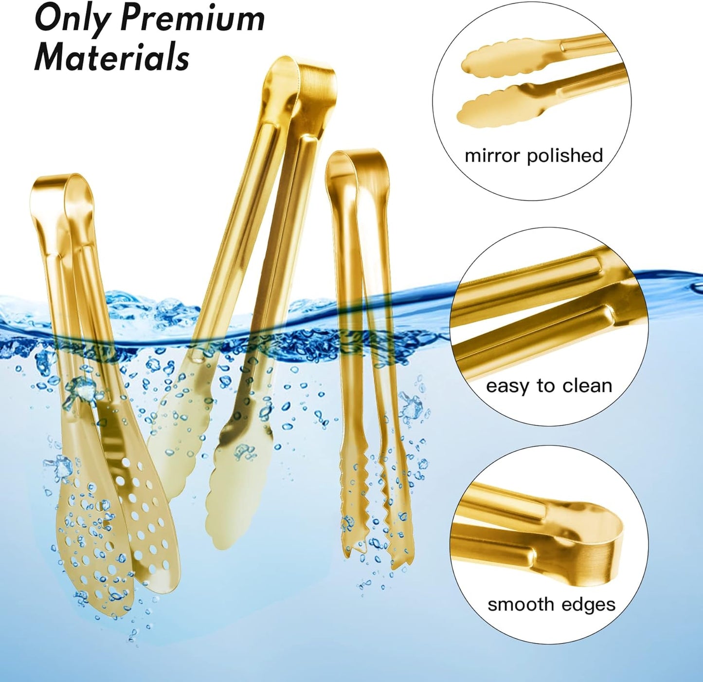 12 Pack Premium Small Serving Tongs, Dmoera Mini Stainless Steel Appetizer Tongs, 5Inch,5.2Inch(12.7cm)