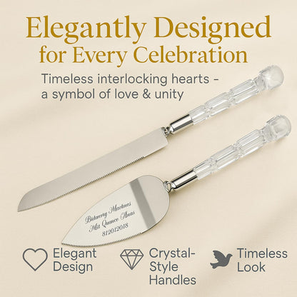 GIFTS INFINITY Personalized Wedding Cake Knife and Server Set with Engraving – Cake Cutting Utensil Set, Keepsake Gift for Wedding, Anniversary, Reception, Birthday & Other Occasions (CH-101WB)