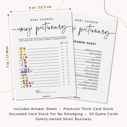 GardenCity Baby Shower Bingo Game, 50 Unique Pre-Filled Cards, Baby Shower Games for Boy or Girl, Minimalist