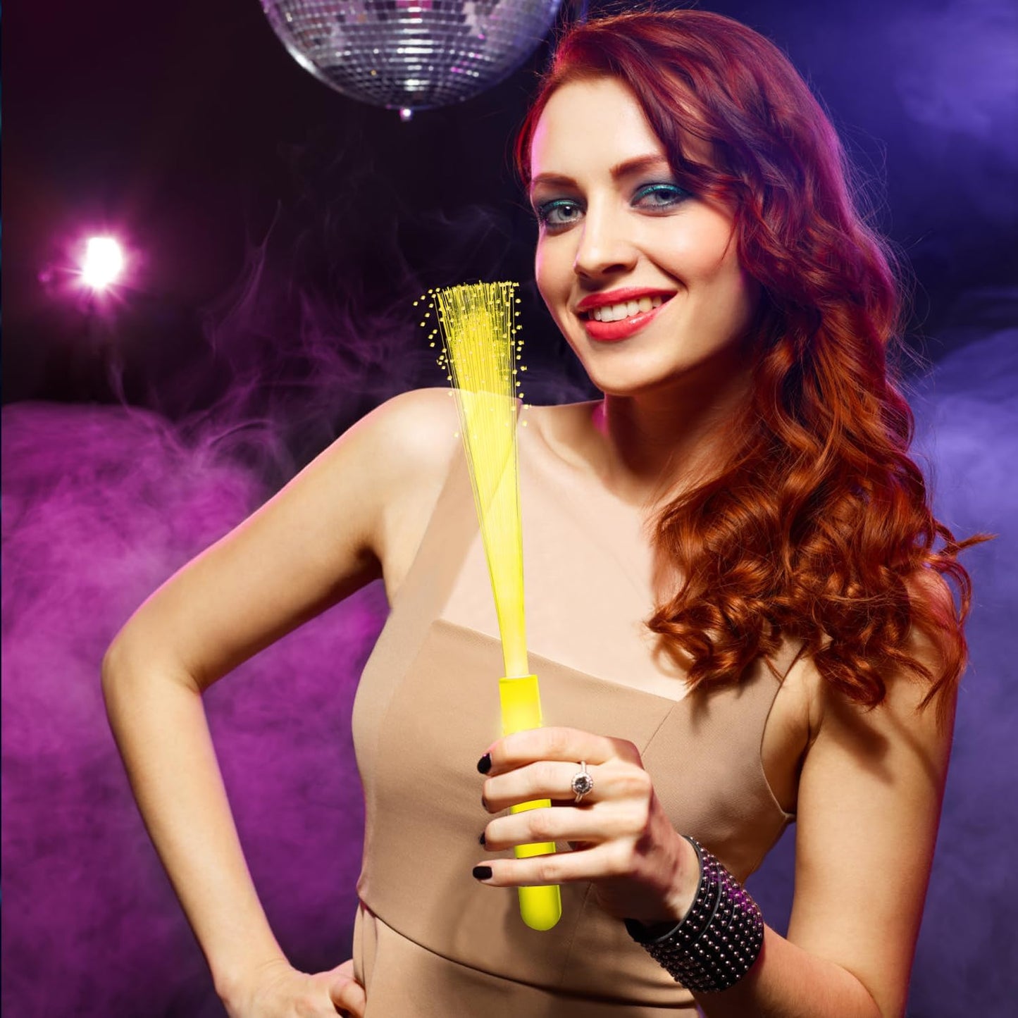 24 Pack Red Glow Fiber Optic Wands Bulk Huge Light up Wand Glow Sticks 14.2 Inch with 3 Light Modes for Christmas Valentine's Day 4th of July Concerts Clubs