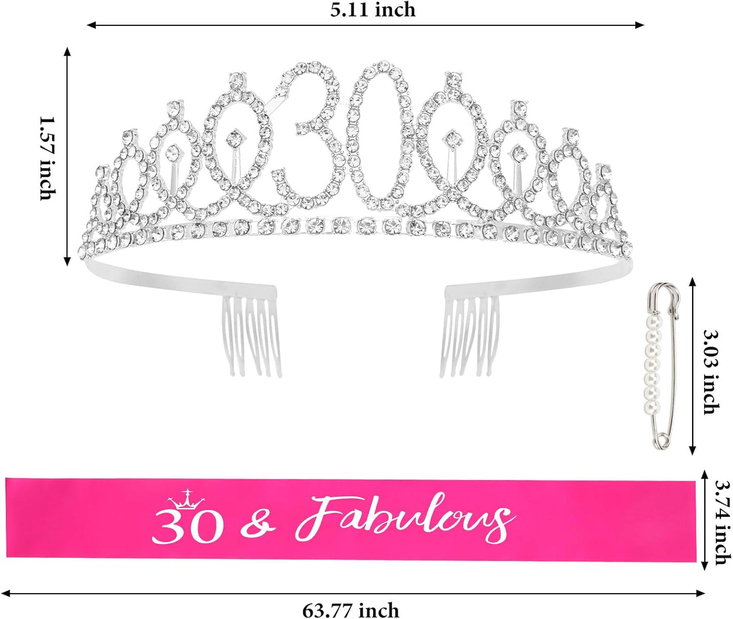 CAVETEE Silver Birthday Crown for Girls Birthday Decorations Birthday Gifts for Women and Girls
