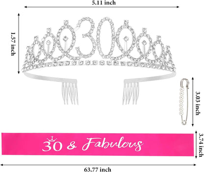 CAVETEE Silver Birthday Crown for Girls Birthday Decorations Birthday Gifts for Women and Girls