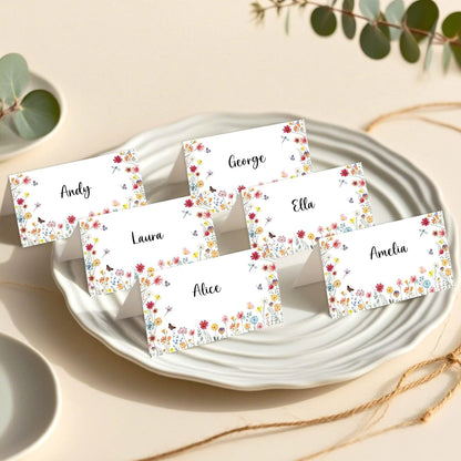 120 Pack Woodland Baby Shower Place Cards, 3.5" x 2" Foldable Table Tent Name Cards, Food Labels for Forest Animals Baby Shower Birthday Party Reception Tables Placement Party Decorations