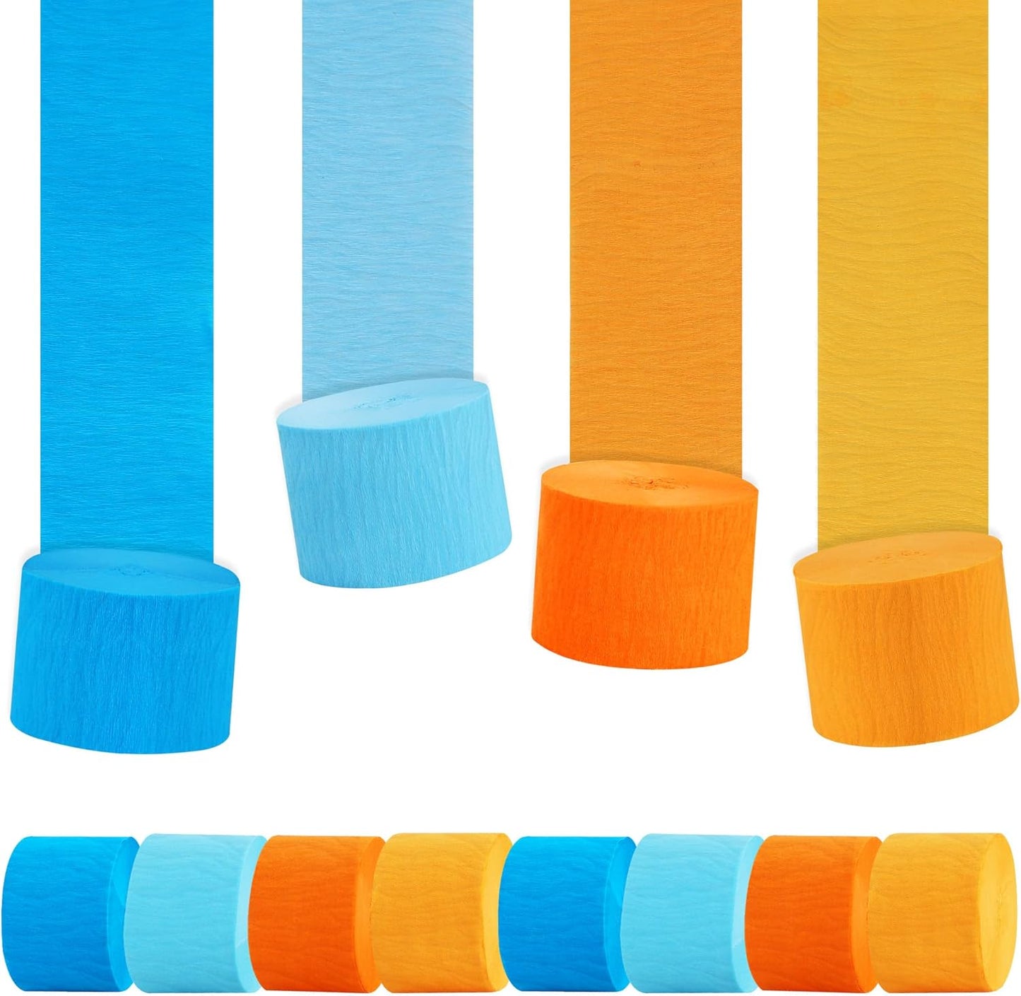 BEISHIDA 8 Rolls Red Yellow Blue and Green Crepe Paper Streamers for Carnival Circus Sesame Street Paw Party Decorations, Birthday DIY Craft Paper(1.8 Inch x 82 Ft/Roll)
