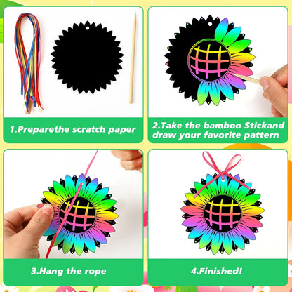 JULMELON 36 PCS Ocean Crafts, Rainbow Scratch Art Under The Sea Party Favors DIY Magic Color Summer Ocean Animals Scratch Cards for Summer Party Favors School Activities