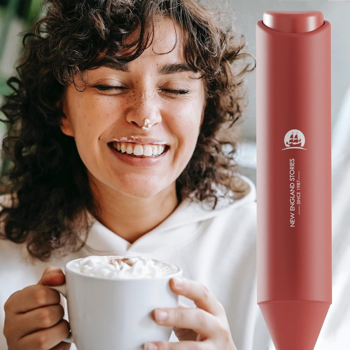 Powerful Milk Frother Wand - Mini Handheld Milk Frother with Stainless Steel Whisk - Battery-Powered Drink Mixer for Coffee, Lattes, Cappuccinos, Matcha - Coffee Enthusiasts Gift - Black