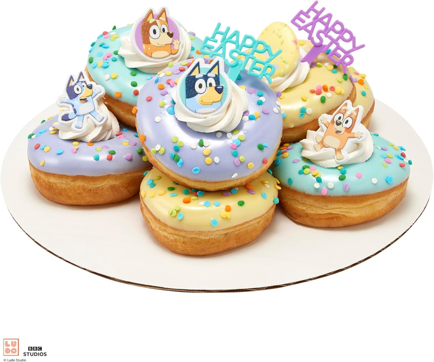 DecoPac Bluey So Much Fun Rings, 24 Cupcake Decorations Featuring Bluey, Bingo, Bandit, and Chilli, 3D Food Safe Cake Toppers – 24 Pack
