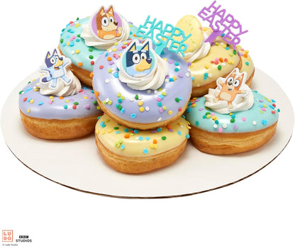 DecoPac Bluey So Much Fun Rings, 24 Cupcake Decorations Featuring Bluey, Bingo, Bandit, and Chilli, 3D Food Safe Cake Toppers – 24 Pack