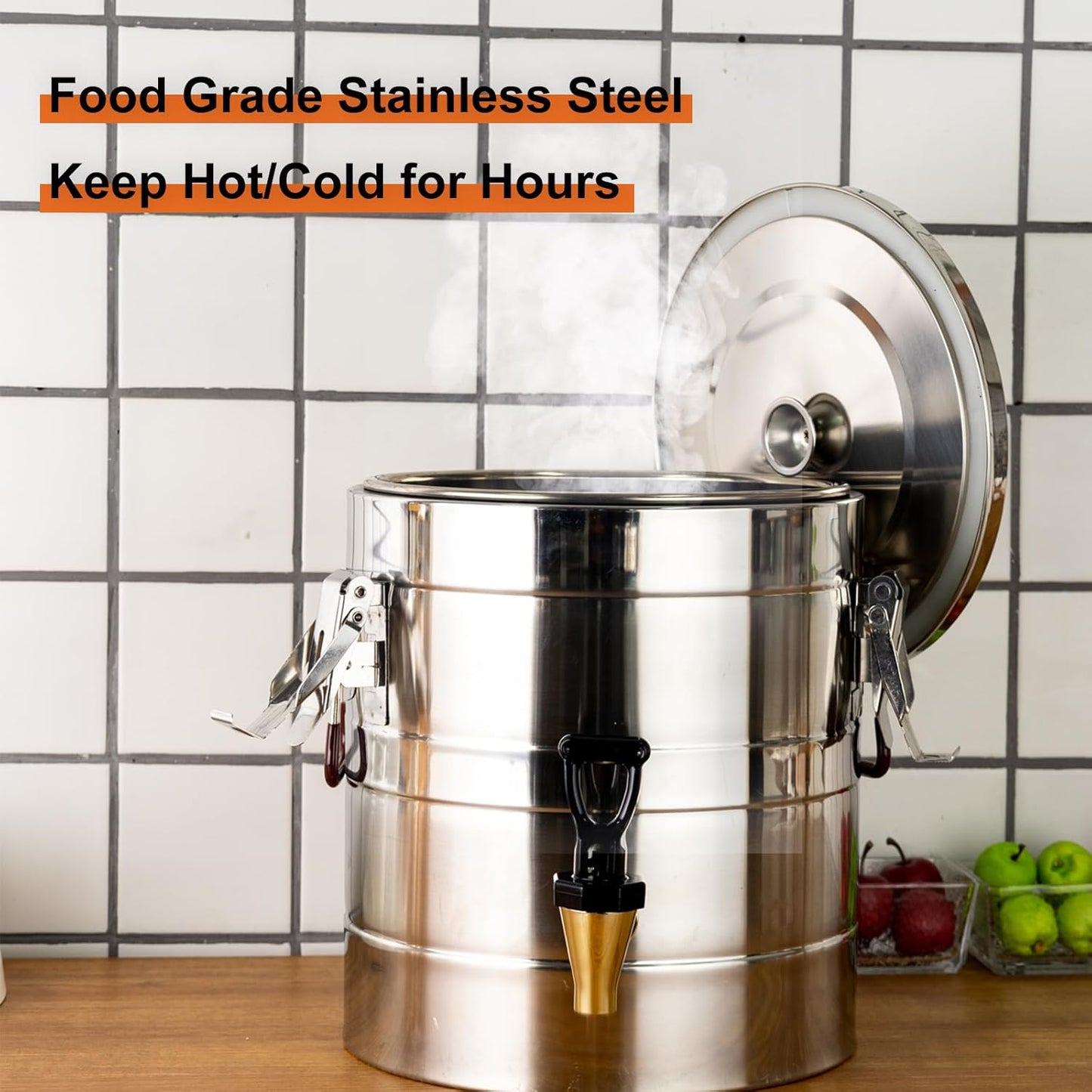 Stainless Steel Insulated Beverage Dispenser,Cold and Hot Drink Dispenser 2.64-Gallons 10 Liters Water Dispenser