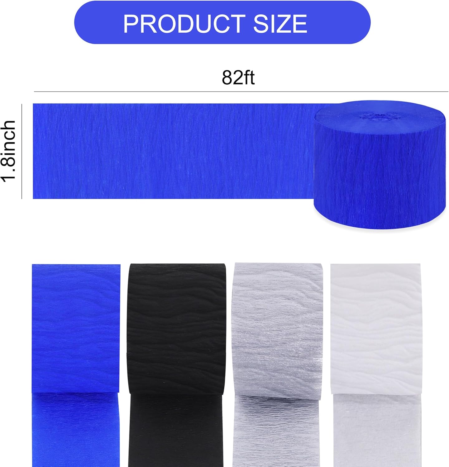 BEISHIDA 8 Rolls Red Yellow Blue and Green Crepe Paper Streamers for Carnival Circus Sesame Street Paw Party Decorations, Birthday DIY Craft Paper(1.8 Inch x 82 Ft/Roll)